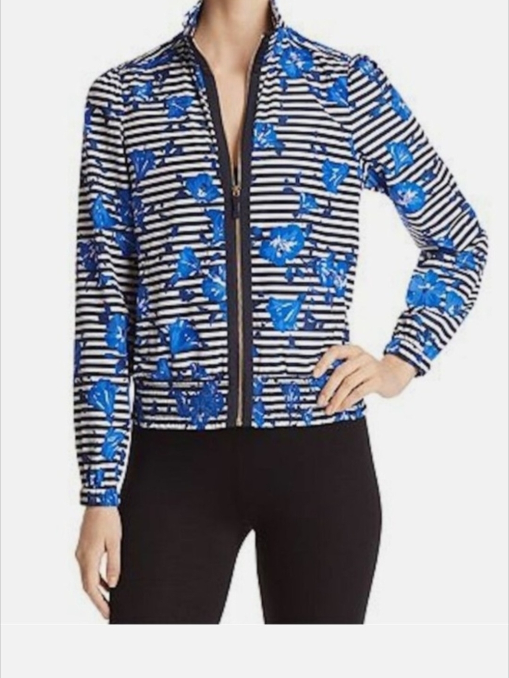 Kate Spade Floral Striped Hibiscus Windbreaker